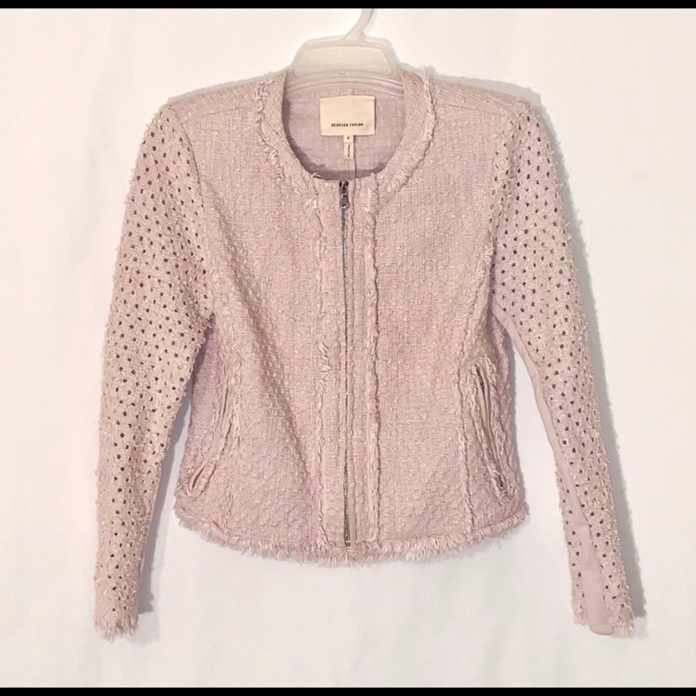 Rebecca Taylor Pink Dot Punch Tweed Jacket